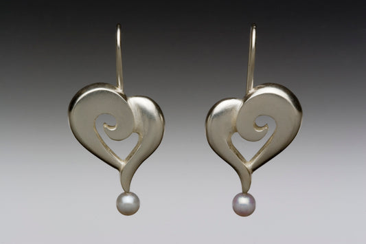 Heart Earrings With Pearl