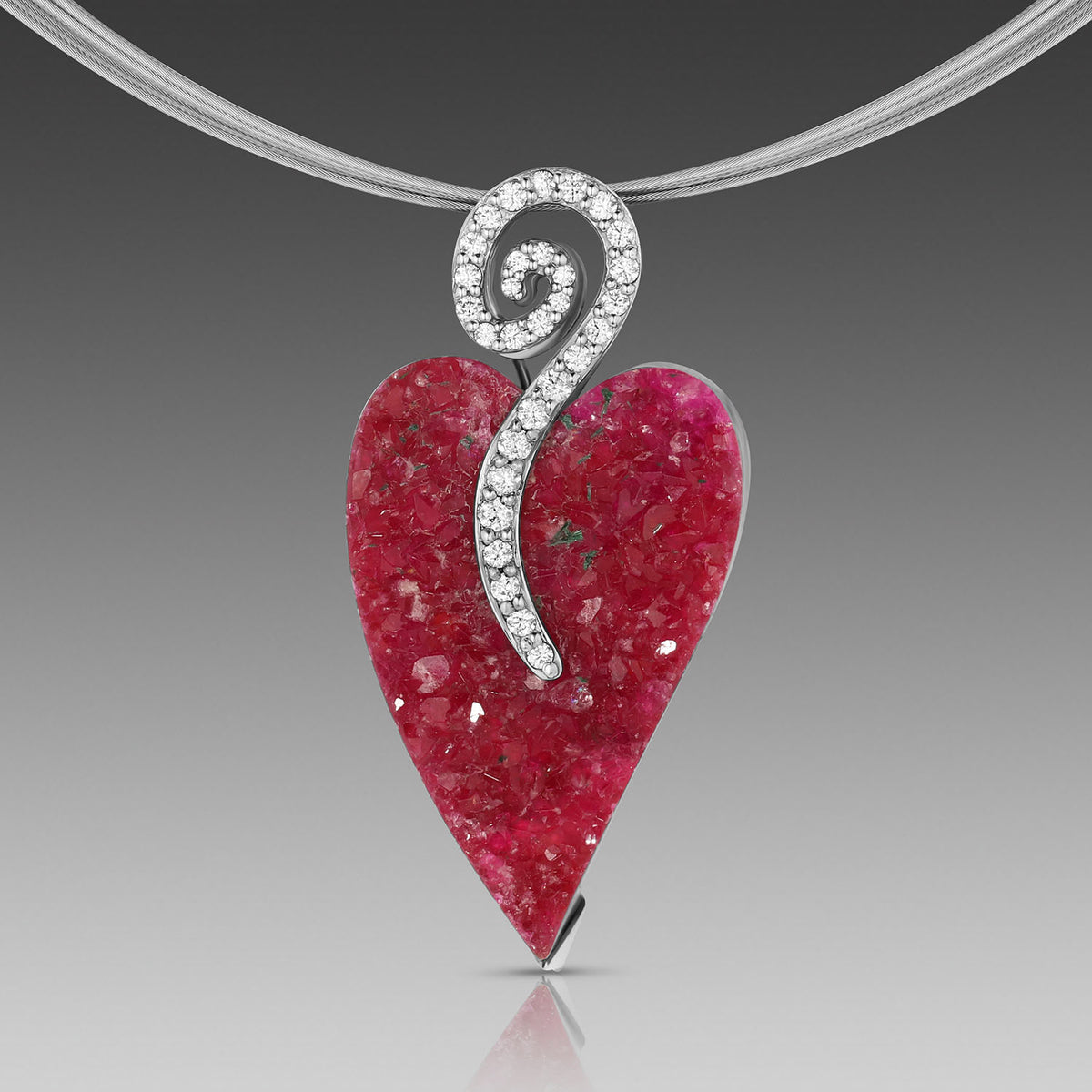 Pink Drusy with Diamonds