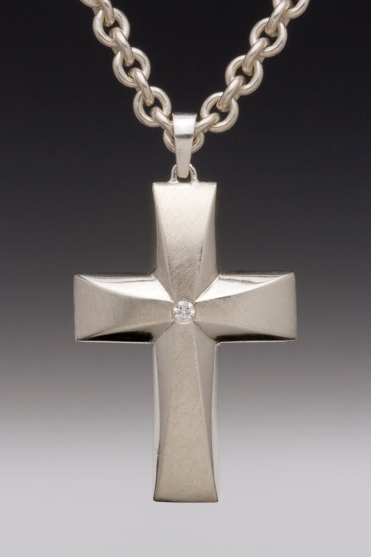 Silver Cross With Diamond