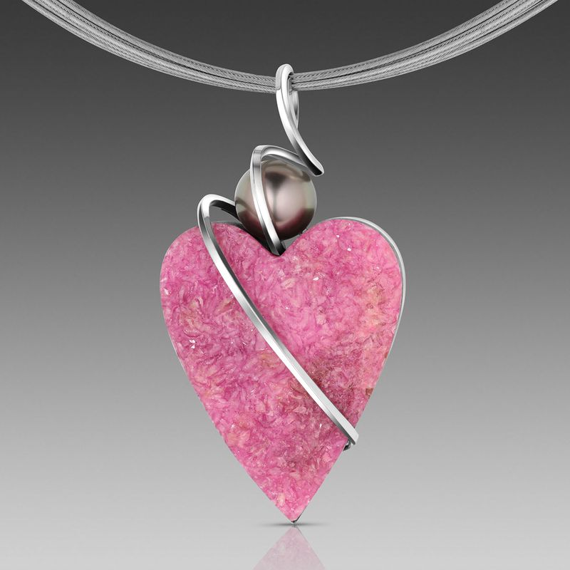 Pink Drusy with Black Pearl