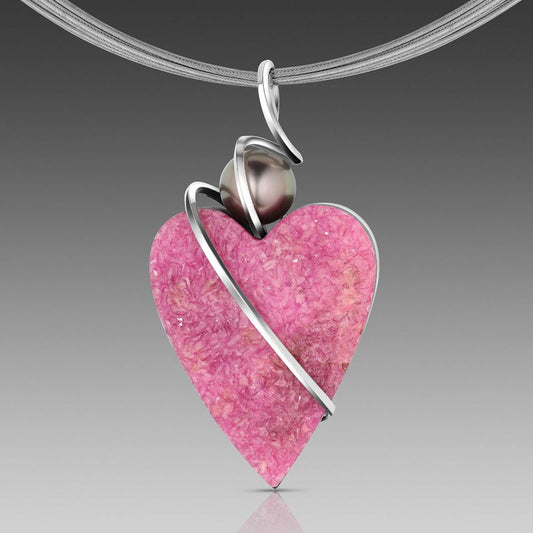 Pink Drusy with Black Pearl